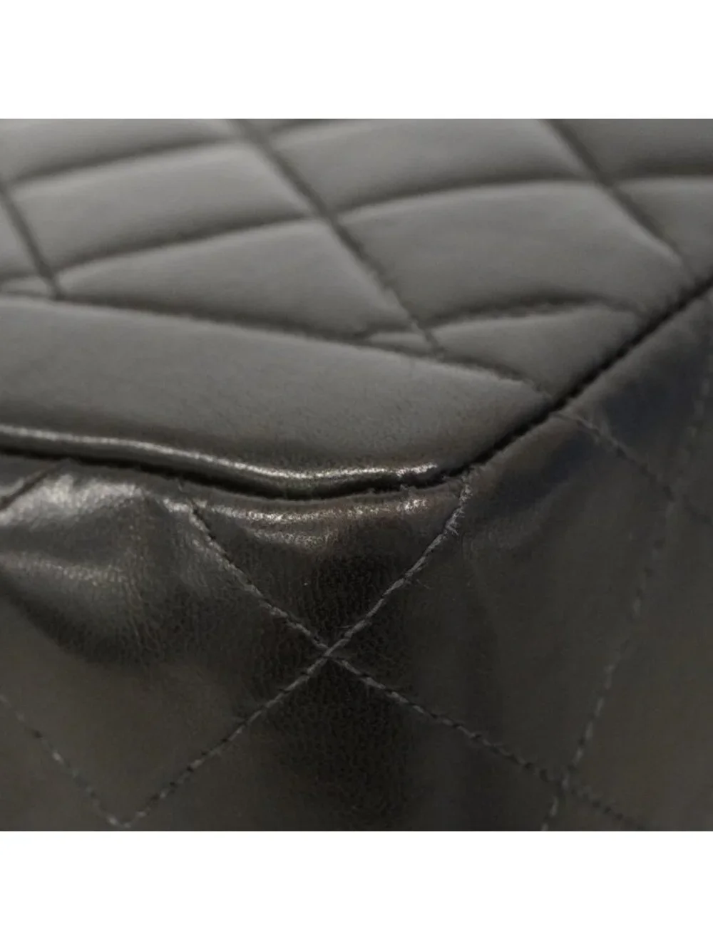 Chanel Shoulder Bag Quilted Lambskin Black Gold